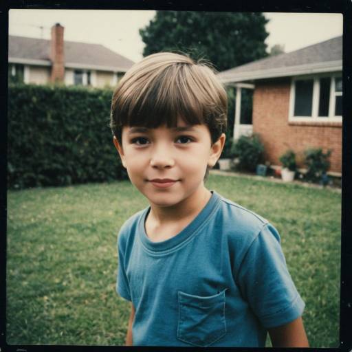 Young Boy in Suburban Backyard