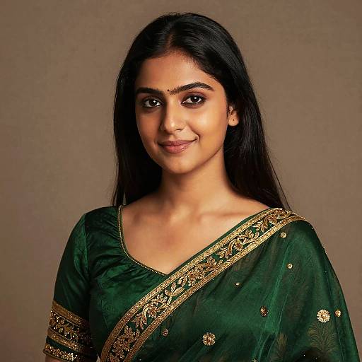 Emerald Banarasi Silk Studio Portrait