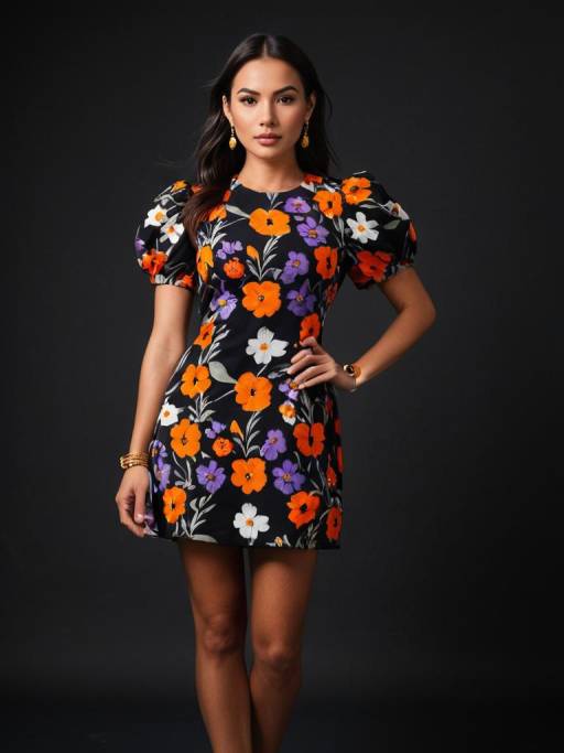 Retro Floral Mini Shift Dress Showcase