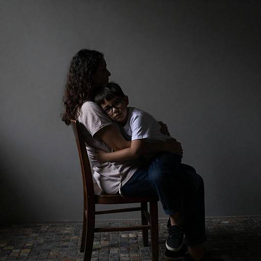 Tender Moment in a Dim Room