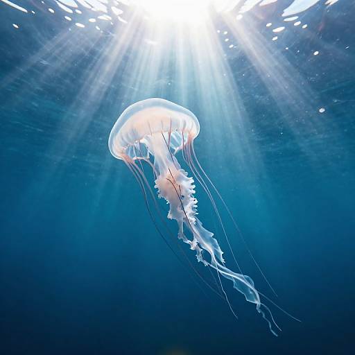 Ethereal Jellyfish in Sunlit Ocean