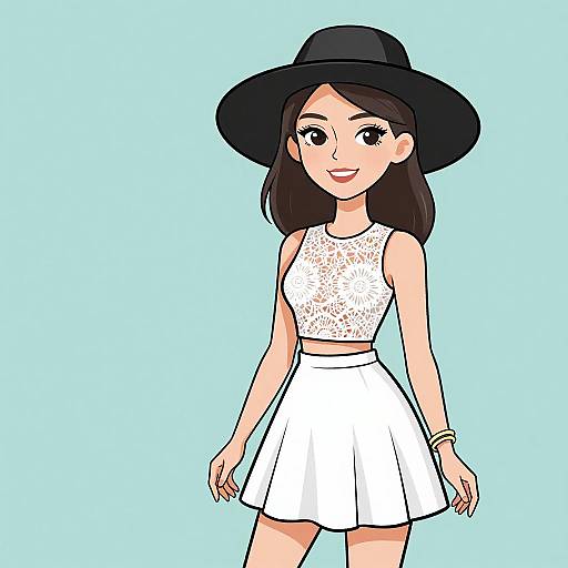 Smiling Woman in Lace Dress