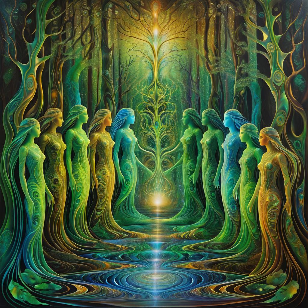 Mystical Spirits in Psychedelic Forest