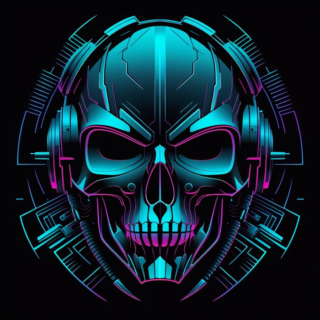 Bold Cyberpunk Skull Design Concept