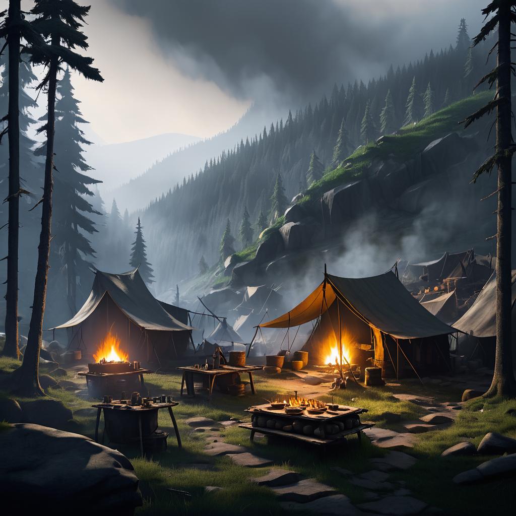 Ominous Bandit Camp in Dark Forest