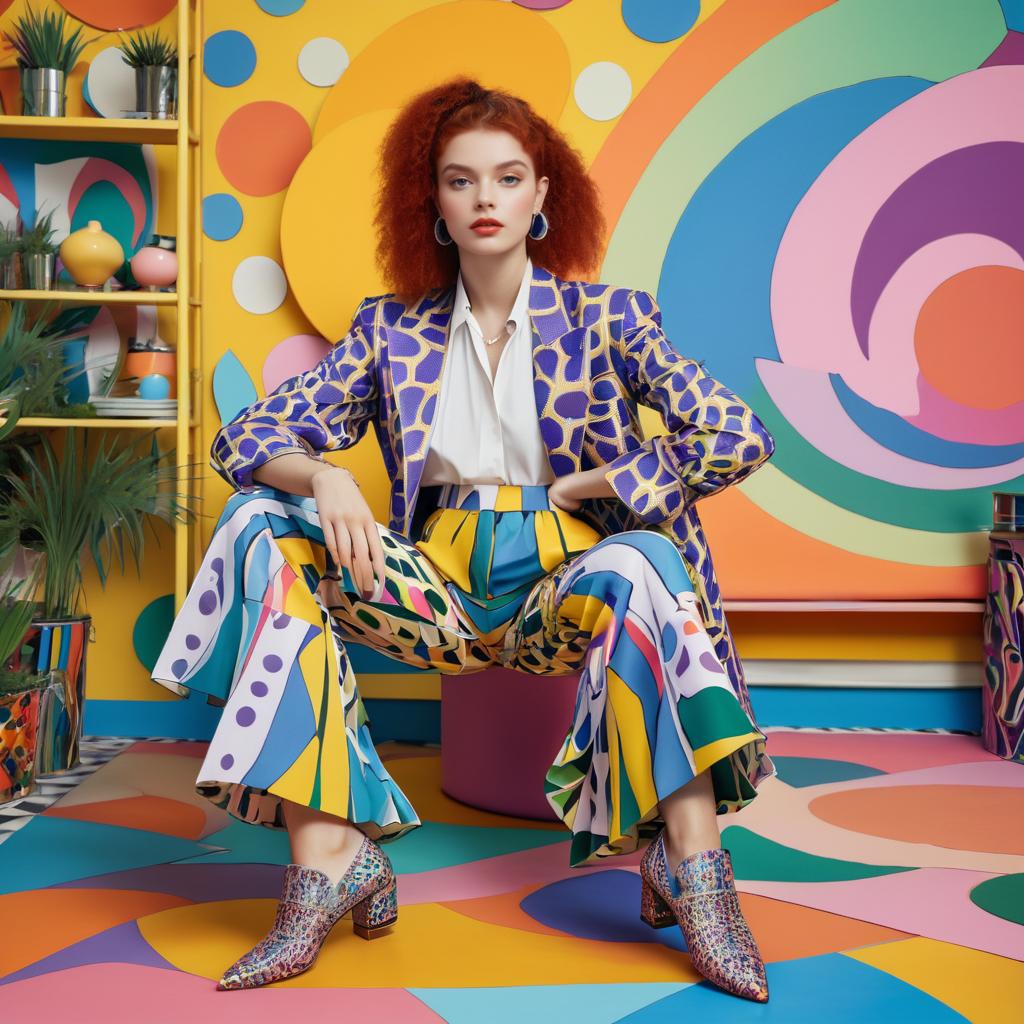 Eccentric Fashion in a Vibrant Art Studio