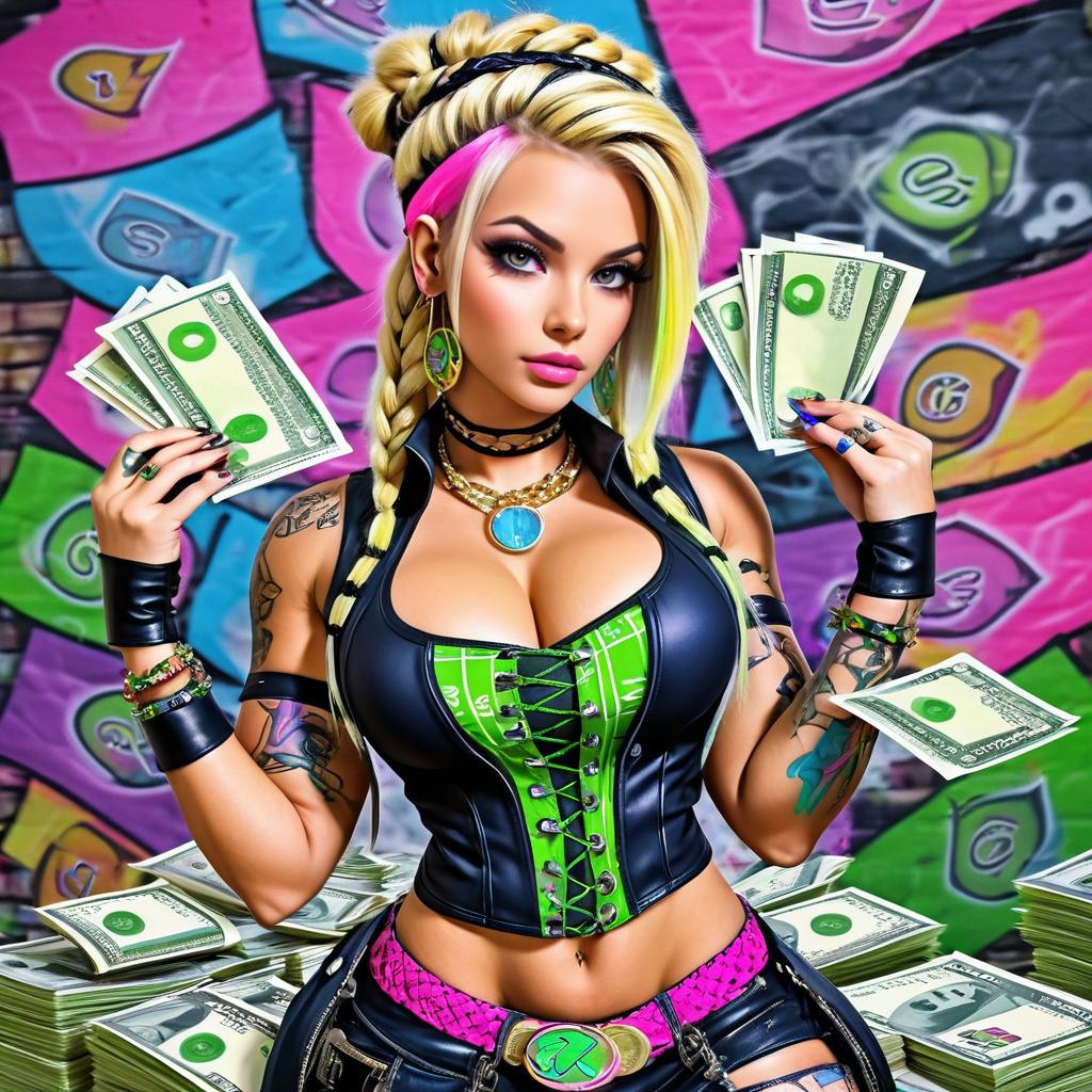 Vibrant Gangster Girl Caricature Art