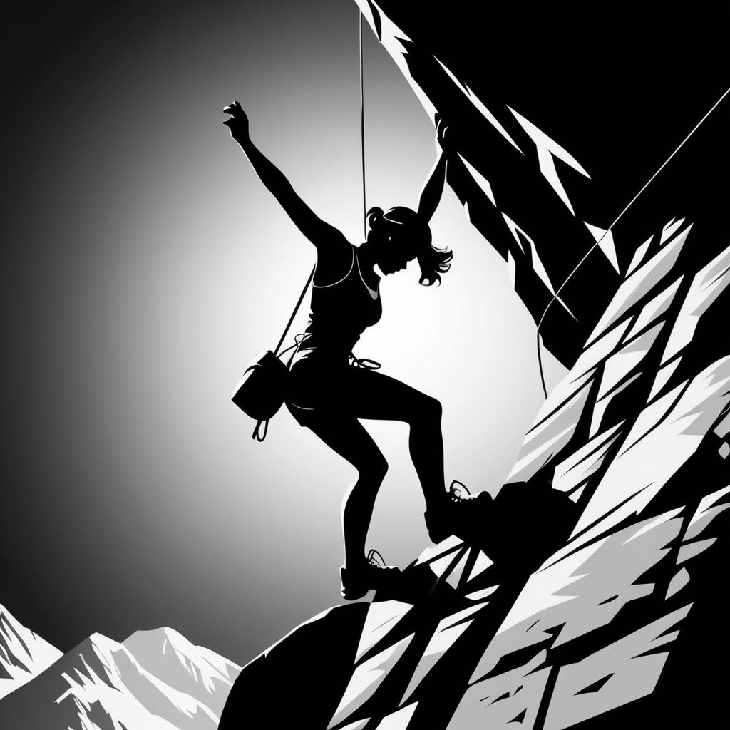 Retro Black and White Climber Poster