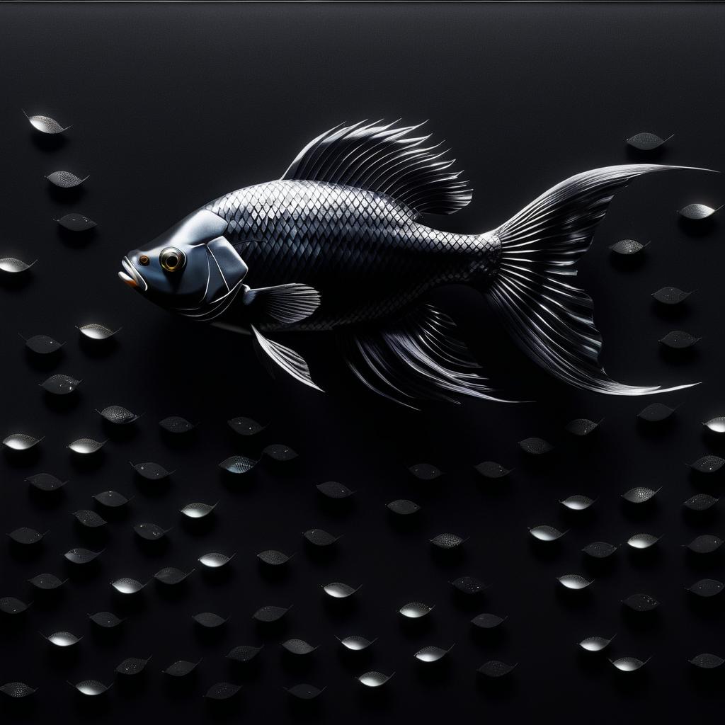 Shimmering Silver Fish on Black Background