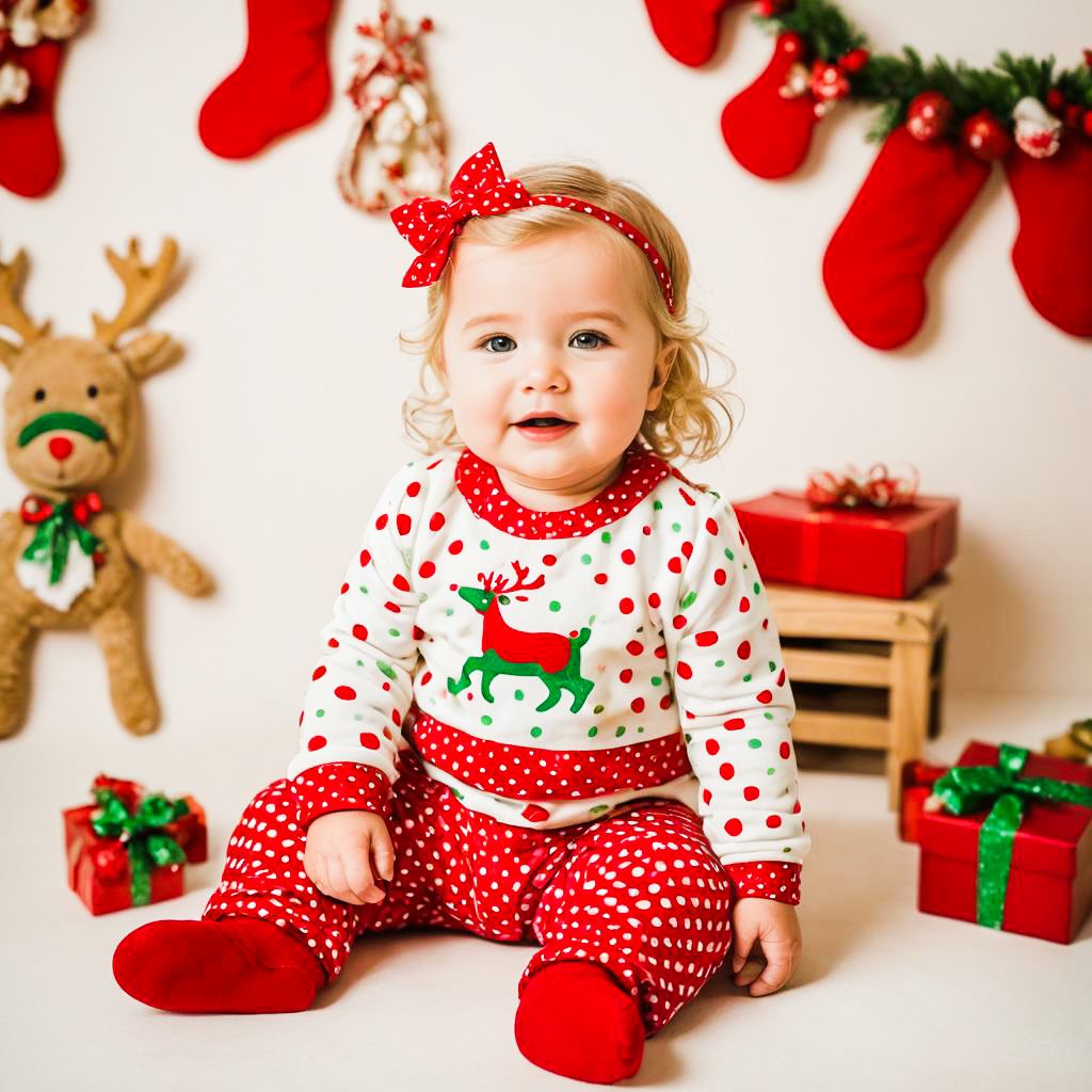 Adorable Christmas Baby in Festive Attire