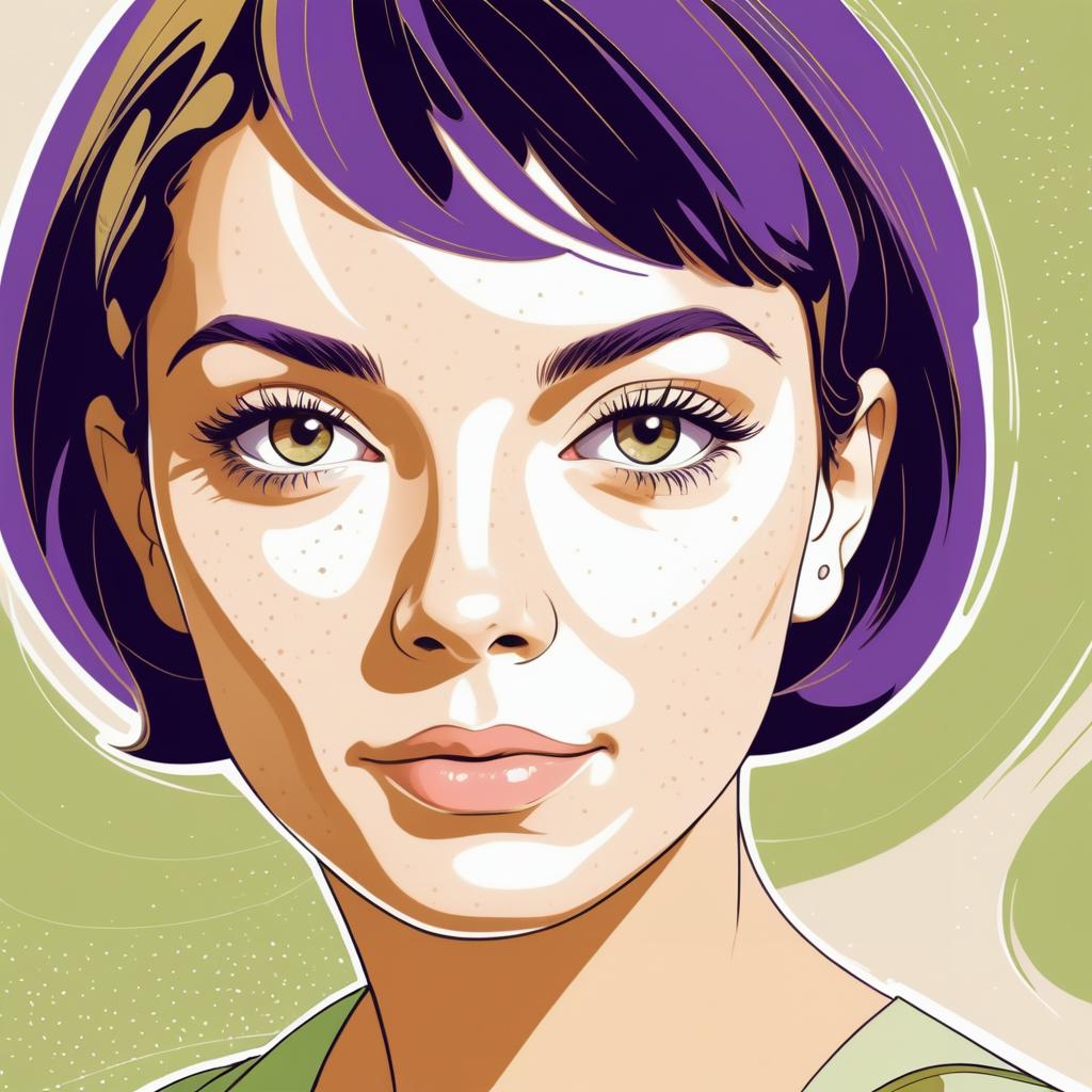 Freckled Woman with Hazel Eyes Illustration