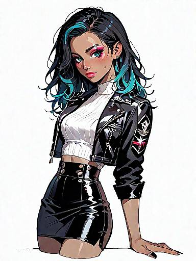 Edgy Fashion Woman with Blue Streaked Hair