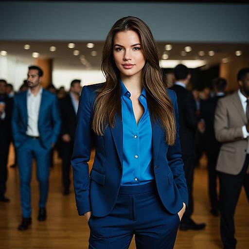 Confident Businesswoman in Blue Suit