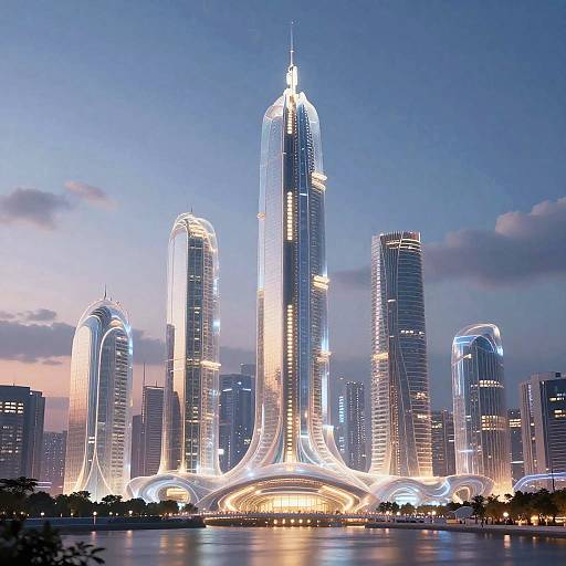 Futuristic Translucent Cityscape Art