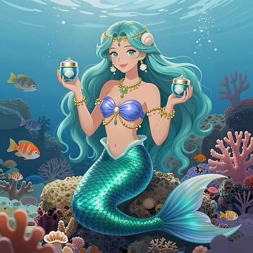 Enchanting Mermaid Among Coral Reefs