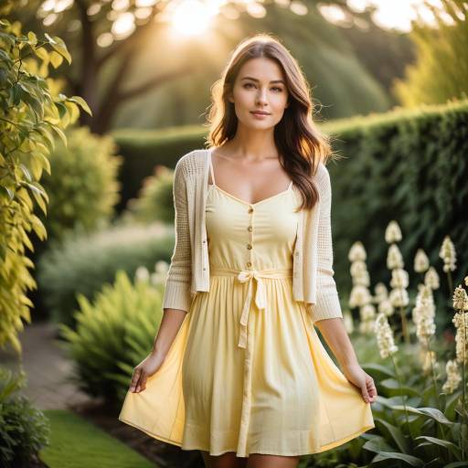 Serene Young Woman in Sunlit Garden