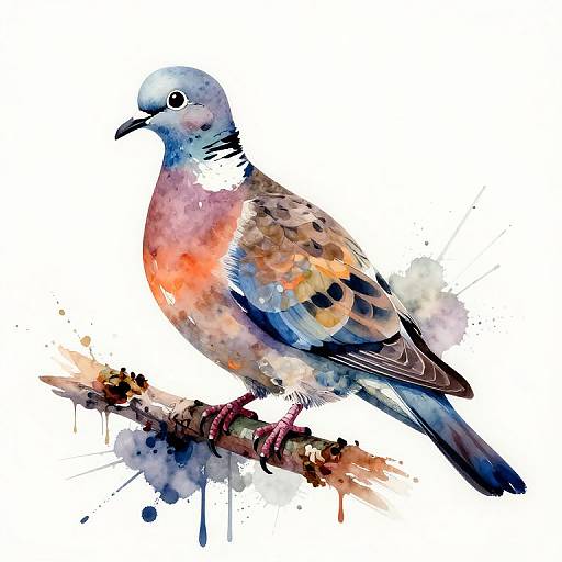 Abstract Watercolor Turtle Dove