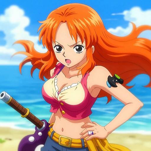 Vibrant Orange-Haired One Piece Girl