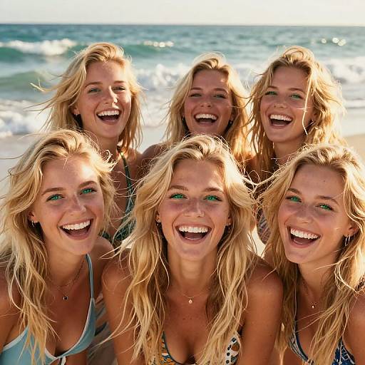 Joyful Blondes at Golden Hour Beach