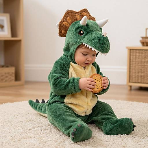 Toddler in Triceratops Costume
