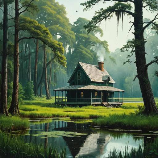 Watchman's Cabin in Verdant Wetlands