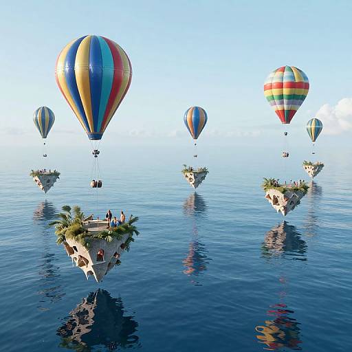 Floating Islands Over Mirror Ocean