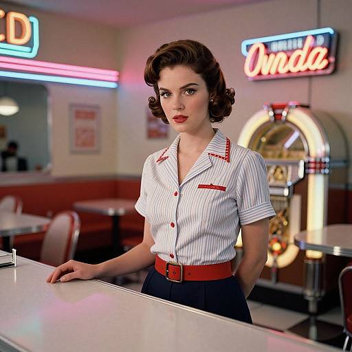 1950s Diner Waitress Portrait