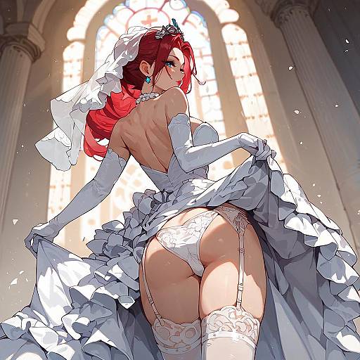 Stunning Anime Bride in Gothic Setting