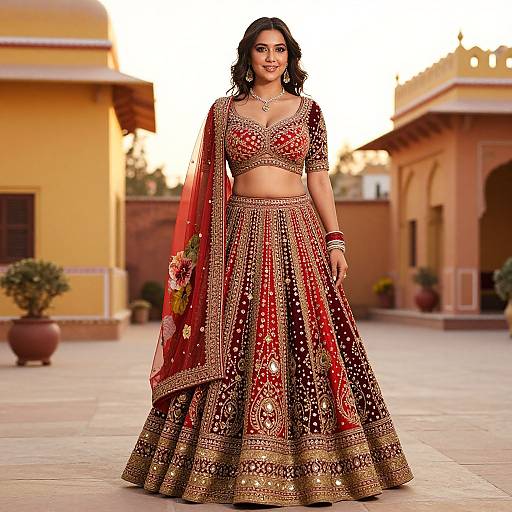Elegant Indian Woman in Traditional Lehenga