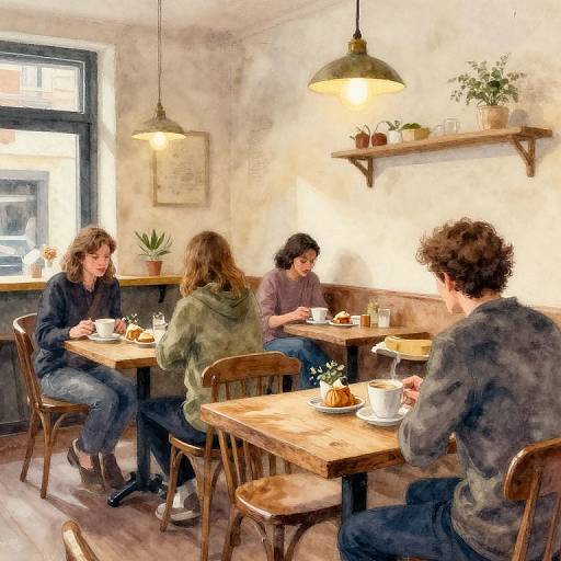 Cozy Rustic Café in Watercolor