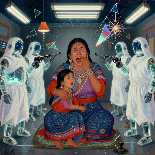 Dystopian Tibetan Thangka Multiverse Scene