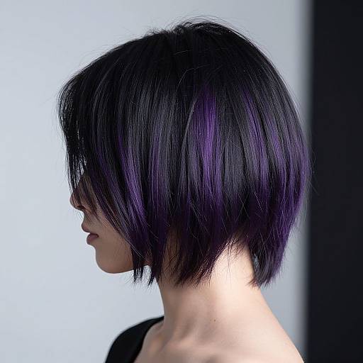 Elegant Black and Purple Hair Portrait
