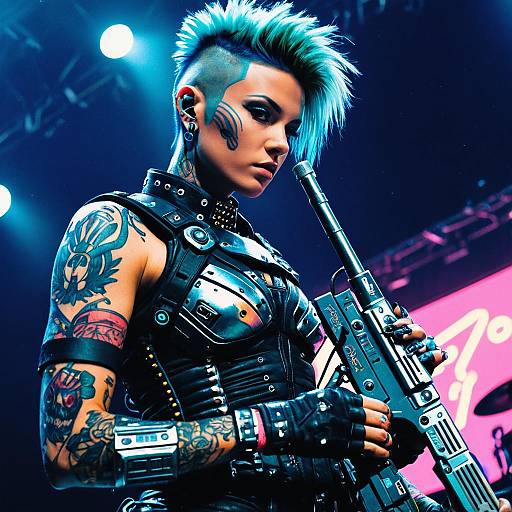 Punk Rock Cyborg with Electric Blue Hair