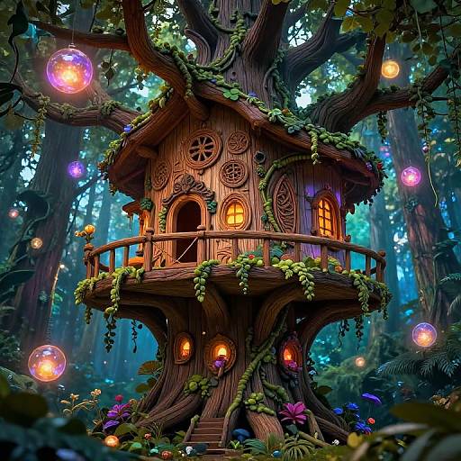 Enchanted Fantasy Treehouse Scene