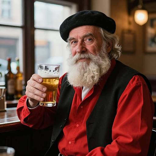 Elderly Bearded Man in Pub