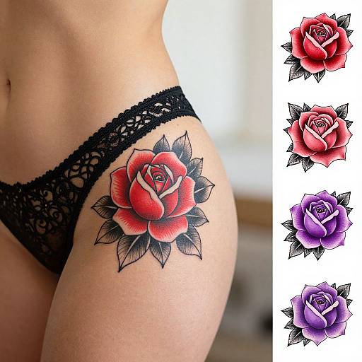 Woman's Rose Tattoo with Lingerie