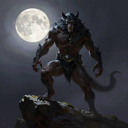 Frazetta-Style Werewolf on Cliff