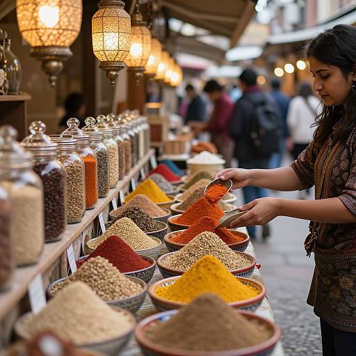 Vibrant Market Scene with Spices