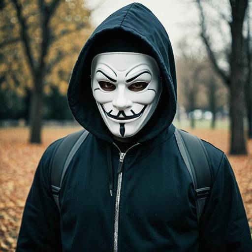 Man in Guy Fawkes Mask with Hoodie Outdoors