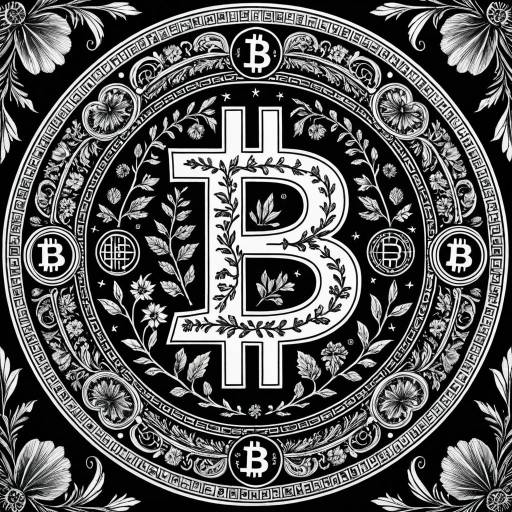 Engraved Bitcoin Logo with Botanical Details