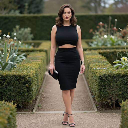 Elegant Woman in Botanical Garden