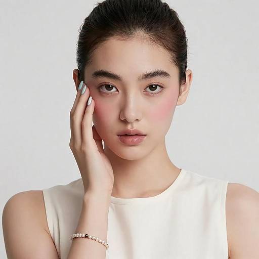 Close-Up Pastel Fashion Portrait Soft Gaze