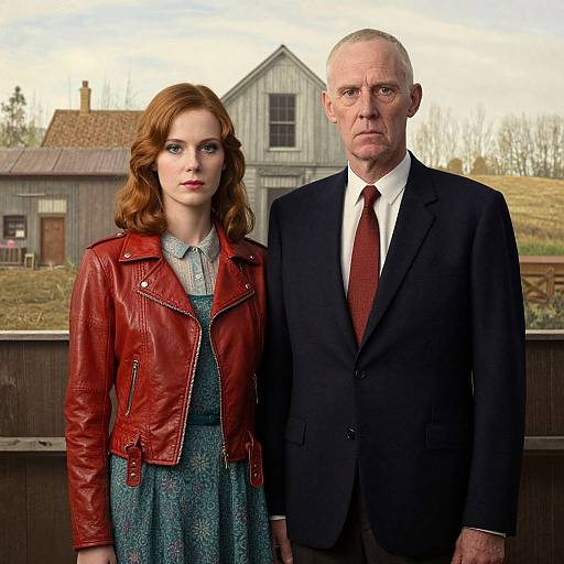 Modern American Gothic Style Couple Portrait