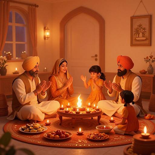 Sikh Family Diwali Celebration Scene