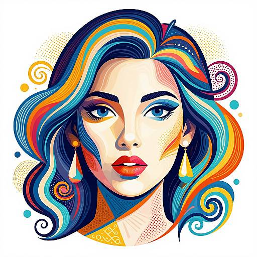 Intricate Vector Woman's Face Artwork