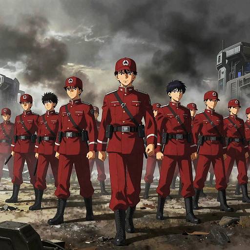 Futuristic Fascist Anime Battle Scene