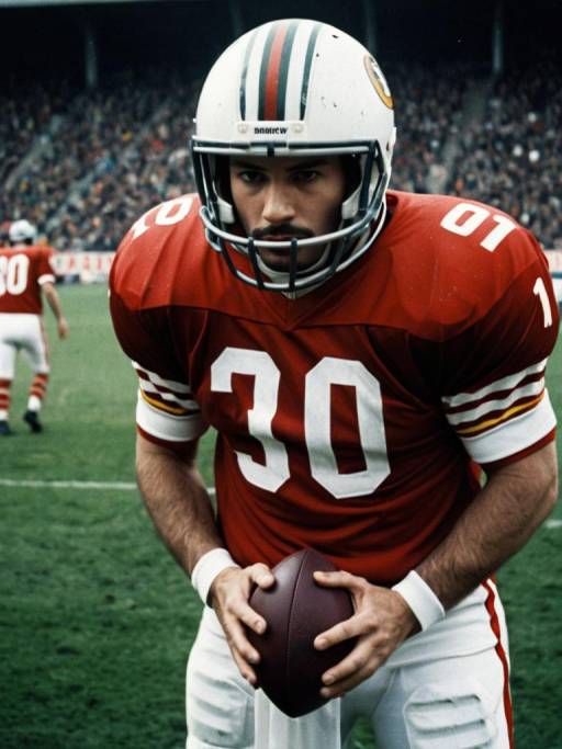 American Football Player in Red Jersey