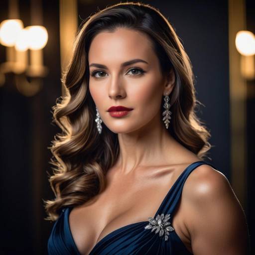 Elegant Femme Fatale in Stunning Evening Gown