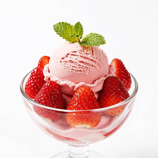 Vibrant Pink Ice Cream with Strawberries