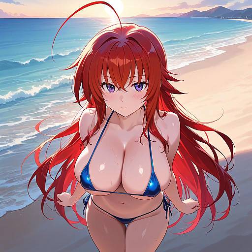 Rias Gremory in a Beach Micro Bikini